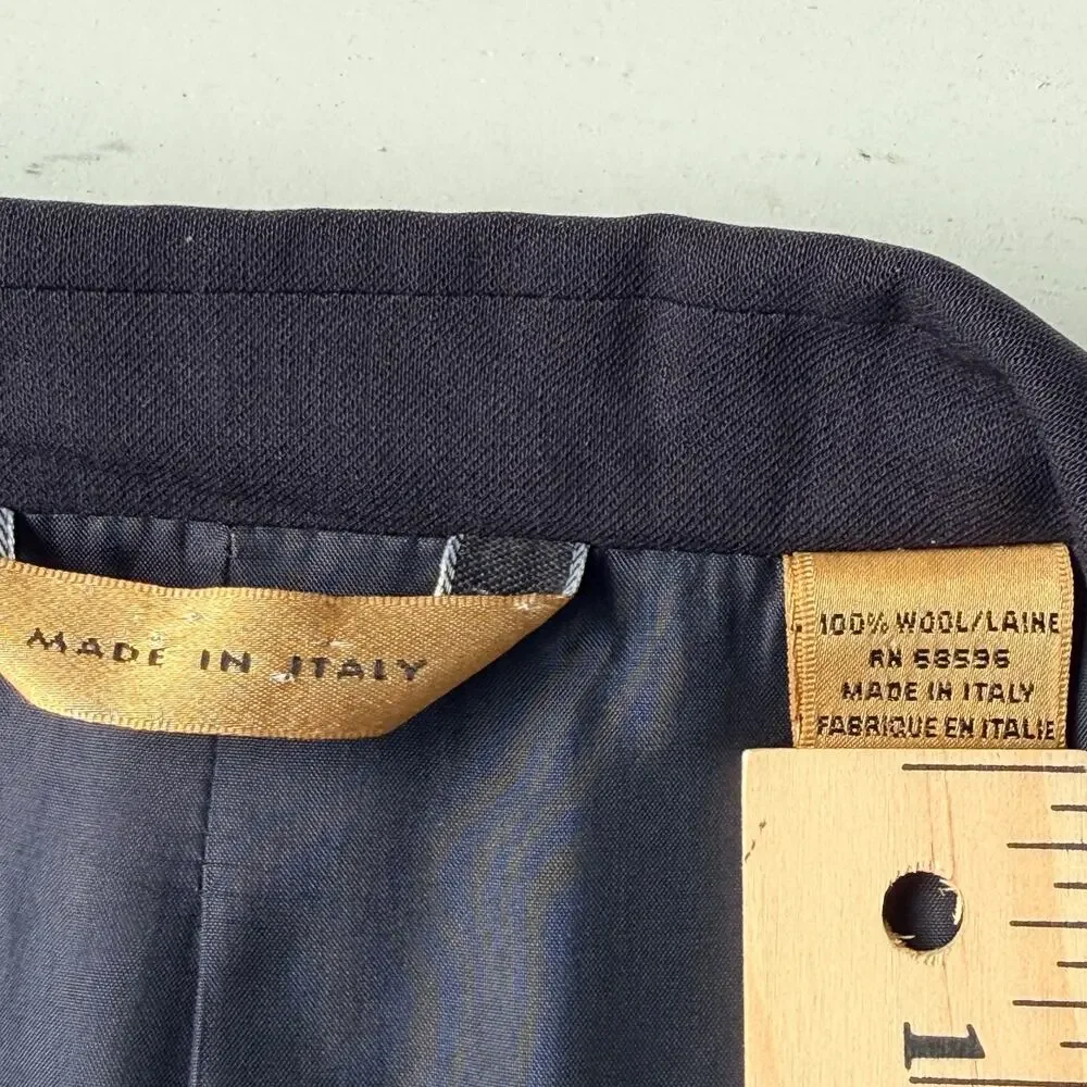 Vintage Donna Karan Signature Men's XL Wool Blazer Sport Coat Made in Italy Navy